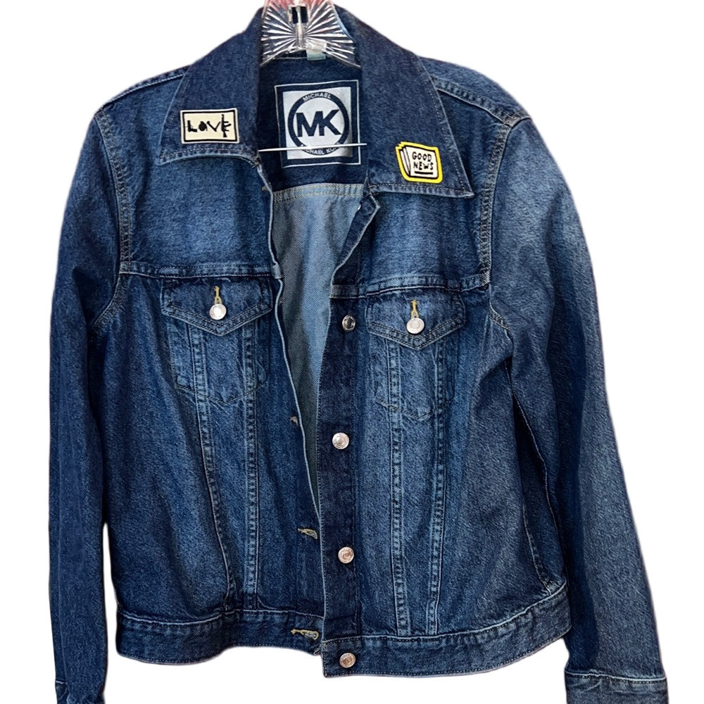Michael Kors Blue Denim Jacket with Logo Patch L